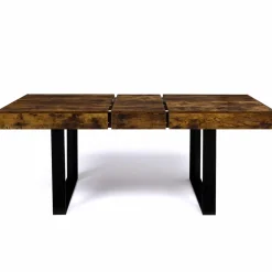 Table à manger 4 à 8 personnes bois effet vieilli et pieds noirs
