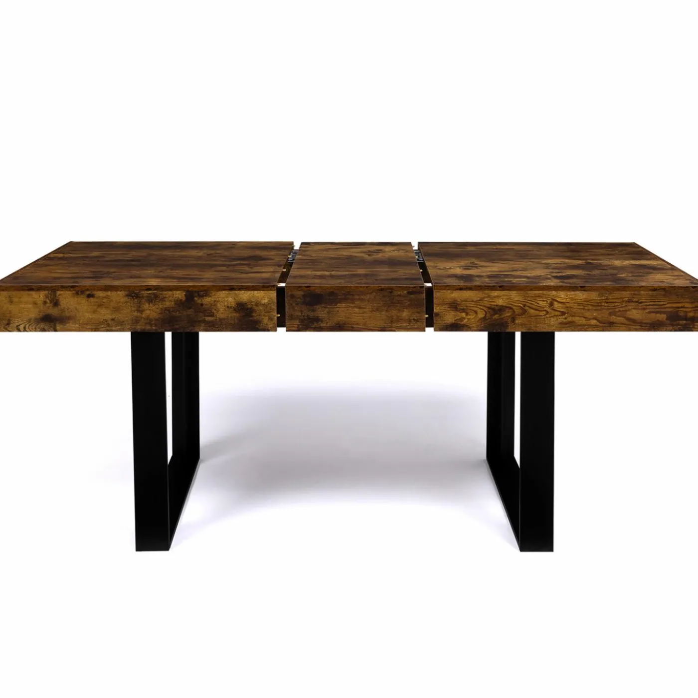 Table à manger 4 à 8 personnes bois effet vieilli et pieds noirs