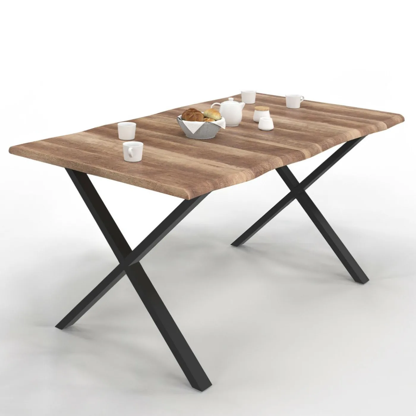 Table à manger 6 personnes avec pieds en forme de X