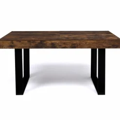 Table à manger 6 personnes bois effet vieilli et noir