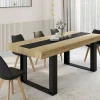 Table à manger 10 personnes en bois avec bande centrale noire