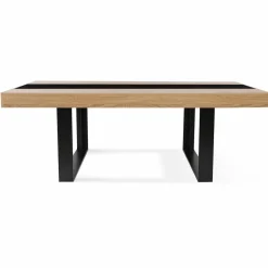 Table à manger 10 personnes en bois avec bande centrale noire