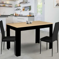 Table à manger 110 X 70 cm noir et bois