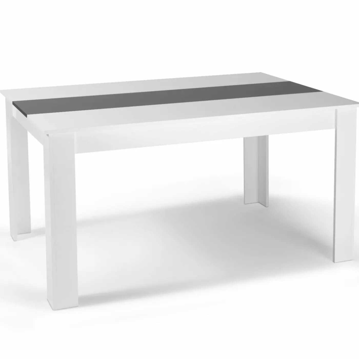Table à manger blanche et grise 140 cm avec 6 chaises grises