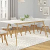 Table à manger blanche extensible 160-200 cm et 6 chaises scandinaves bois et blanc