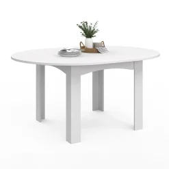 Table à manger blanche extensible ronde pour 4-8 personnes