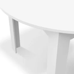 Table à manger blanche extensible ronde pour 4-8 personnes