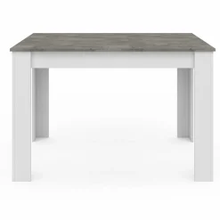 Table à manger blanche rectangle plateau effet béton 4 personnes