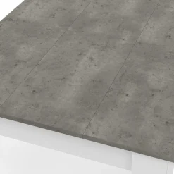 Table à manger blanche rectangle plateau effet béton 4 personnes