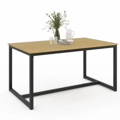 Table à manger bois et métal noir 150 cm