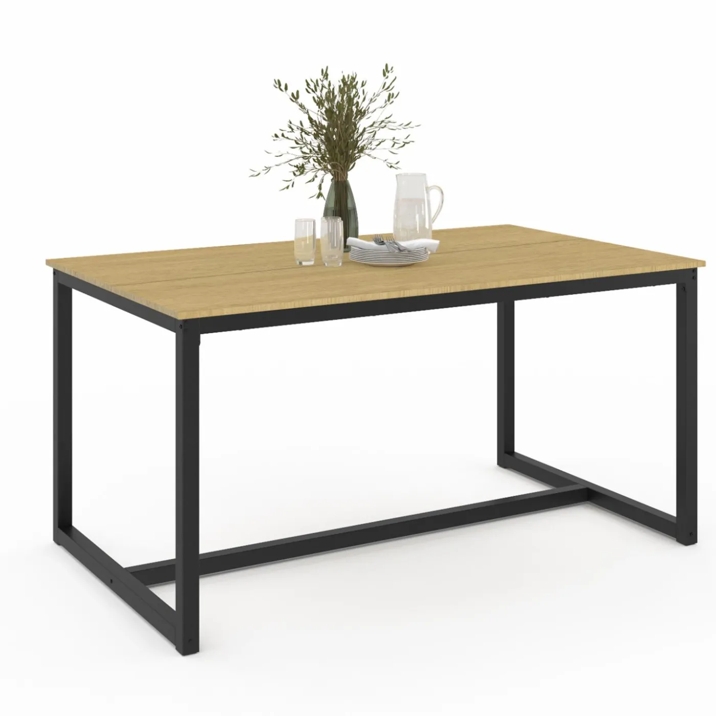 Table à manger bois et métal noir 150 cm