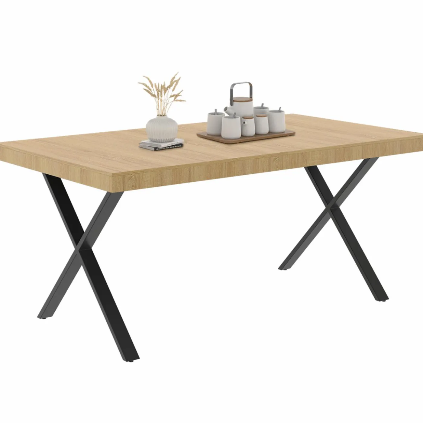 Table à manger bois et métal noir 160 cm