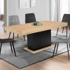 Table à manger bois et noir 8 personnes 160 cm