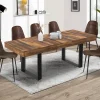 Table à manger bois foncé extensible 6-10 personnes 160-200 cm