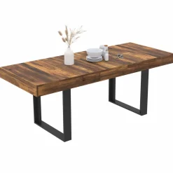 Table à manger bois foncé extensible 6-10 personnes 160-200 cm