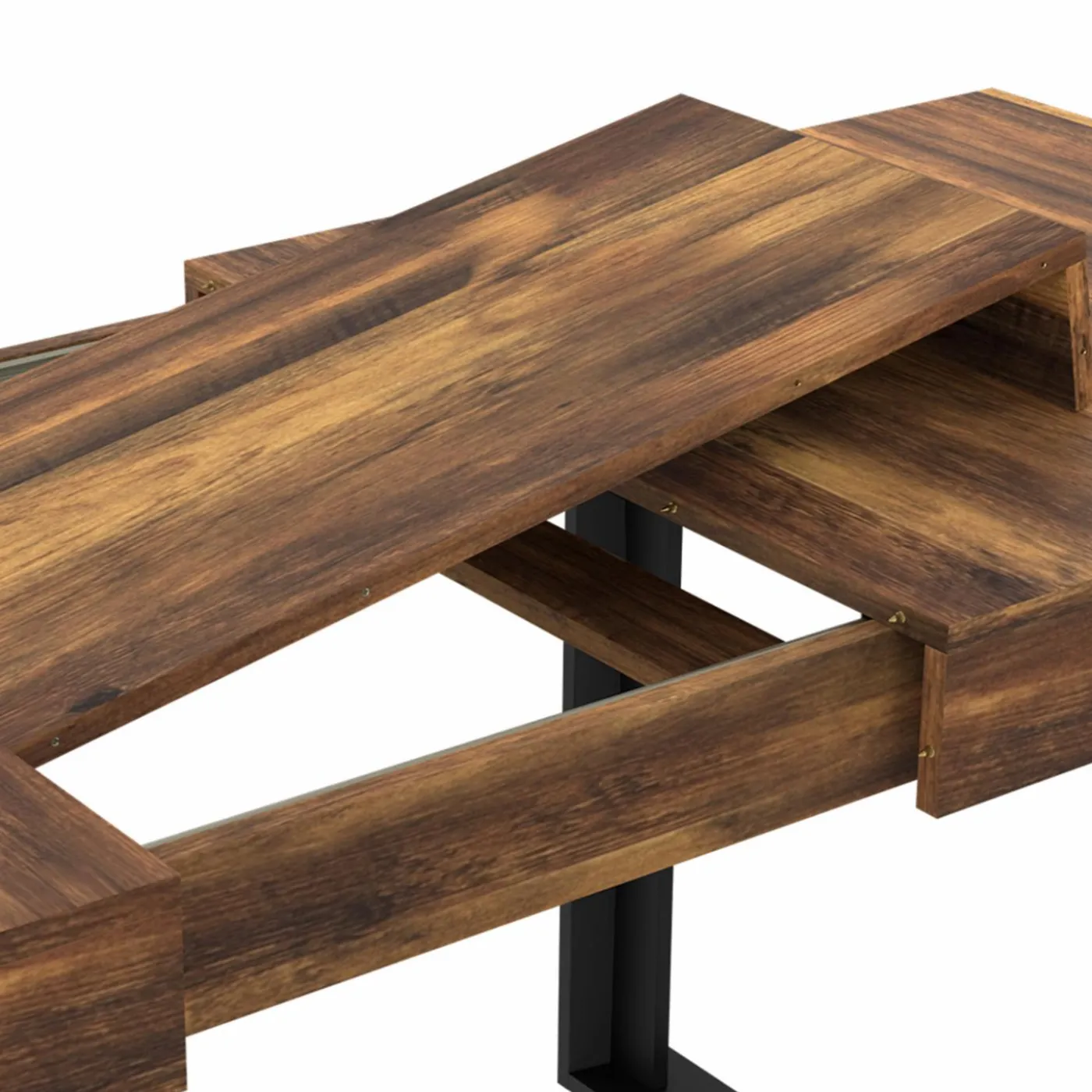 Table à manger bois foncé extensible 6-10 personnes 160-200 cm