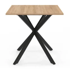 Table à manger carrée 80 cm 4 personnes en bois et pied araignée en métal noir