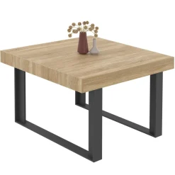 Table à manger carrée 6 personnes bois et noir