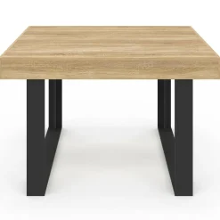 Table à manger carrée 6 personnes bois et noir