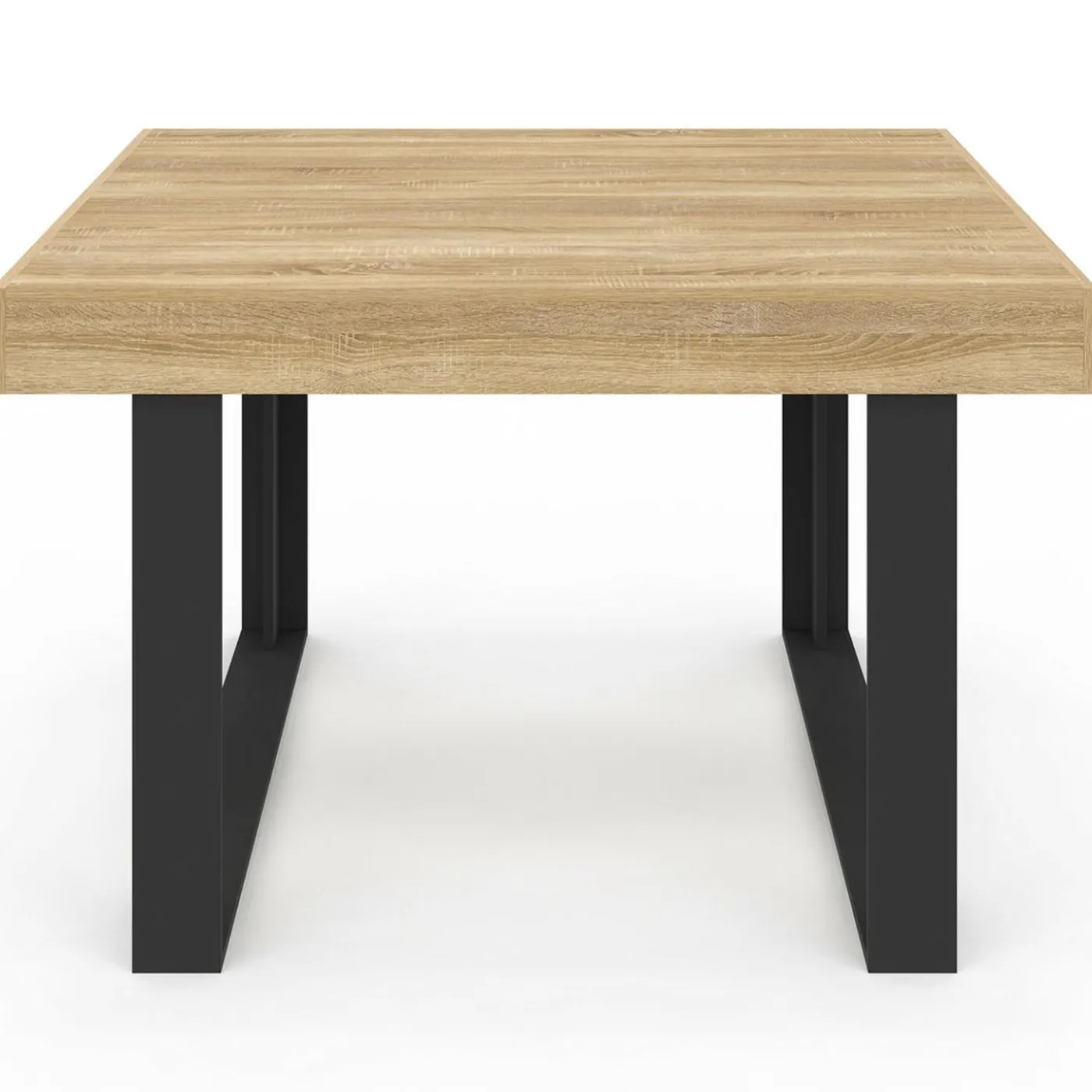 Table à manger carrée 6 personnes bois et noir