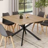 Table à manger carrée bois et noir pour 8 personnes