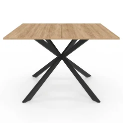 Table à manger carrée bois et noir pour 8 personnes
