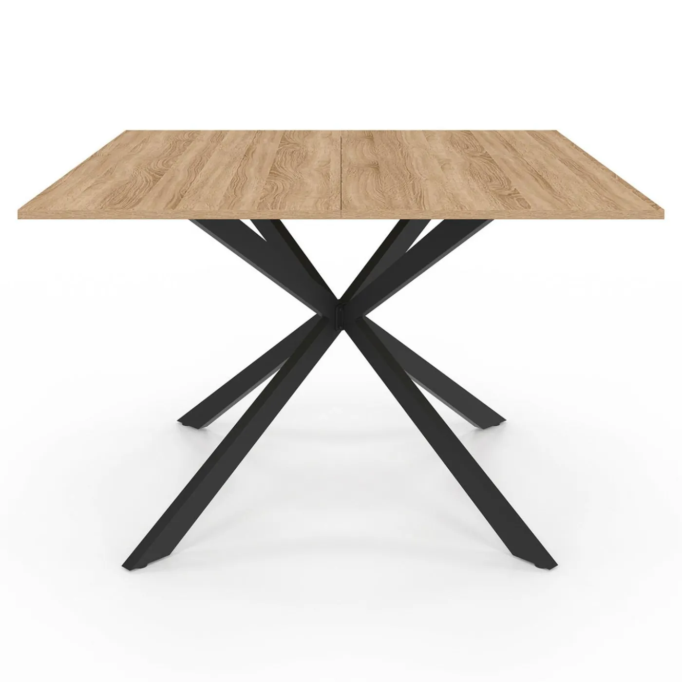 Table à manger carrée bois et noir pour 8 personnes