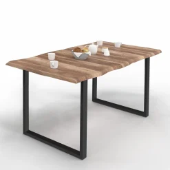 Table à manger effet bois brut 6 personnes