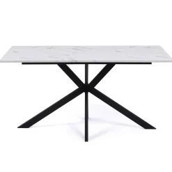Table à manger effet marbre blanc