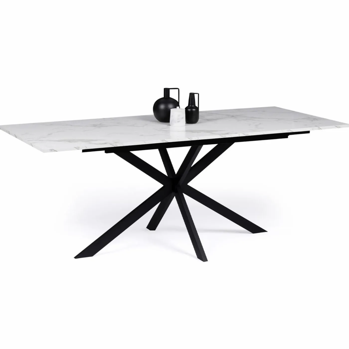 Table à manger extensible effet marbre blanc