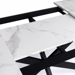 Table à manger extensible effet marbre blanc
