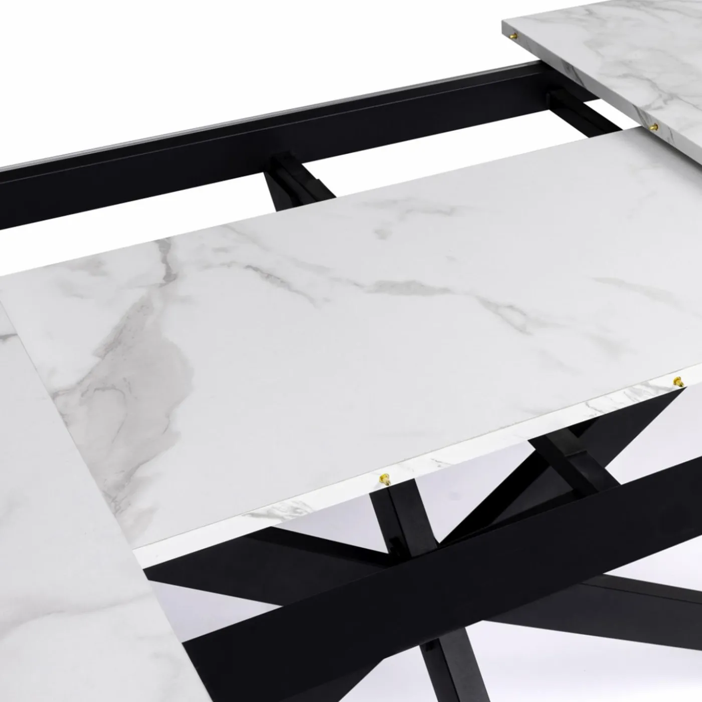Table à manger extensible effet marbre blanc