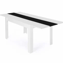 Table à manger extensible rectangle blanche et noire 6-10 personnes 140-220 cm