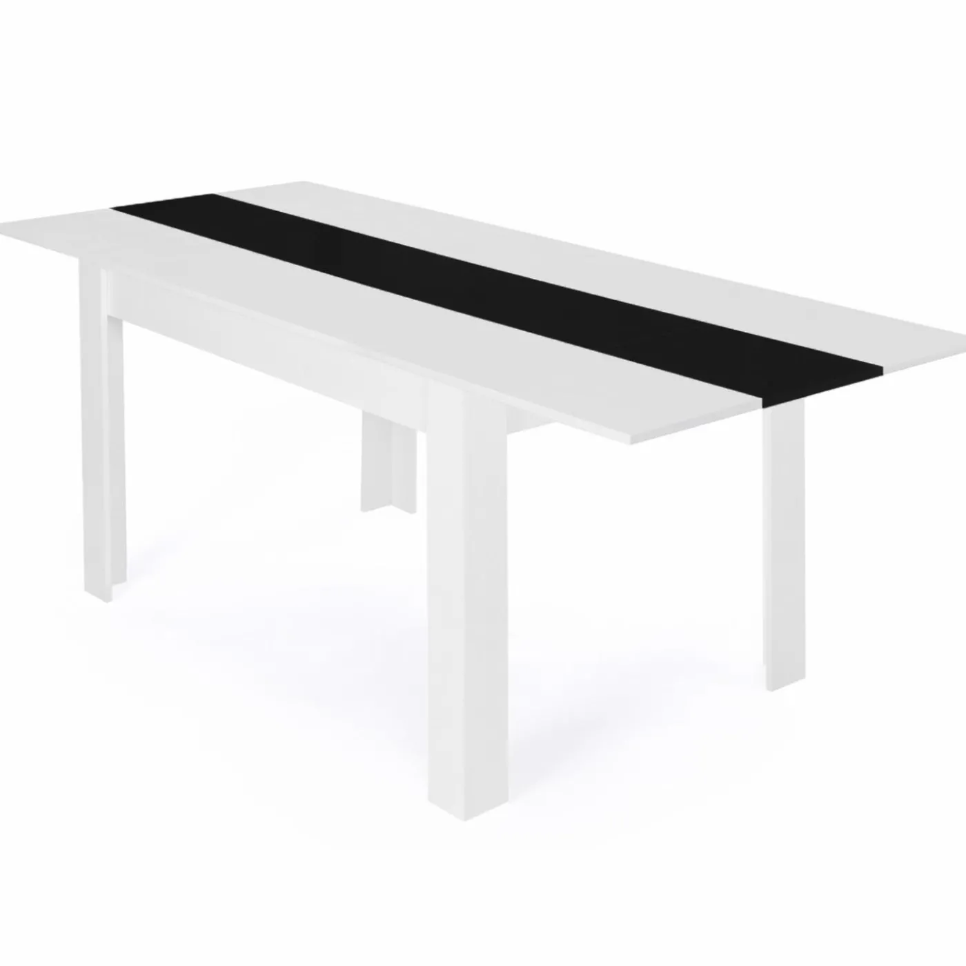 Table à manger extensible rectangle blanche et noire 6-10 personnes 140-220 cm