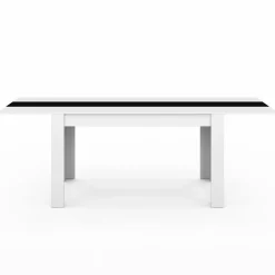 Table à manger extensible rectangle blanche et noire 6-10 personnes 140-220 cm