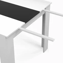 Table à manger extensible rectangle blanche et noire 6-10 personnes 140-220 cm