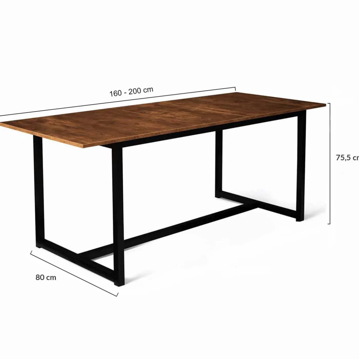 Table à manger extensible industrielle 6 à 10 personnes
