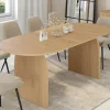 Table à manger extensible ovale 6-10 personnes 160 - 200 cm en bois façon hêtre