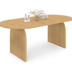 Table à manger extensible ovale 6-10 personnes 160 - 200 cm en bois façon hêtre