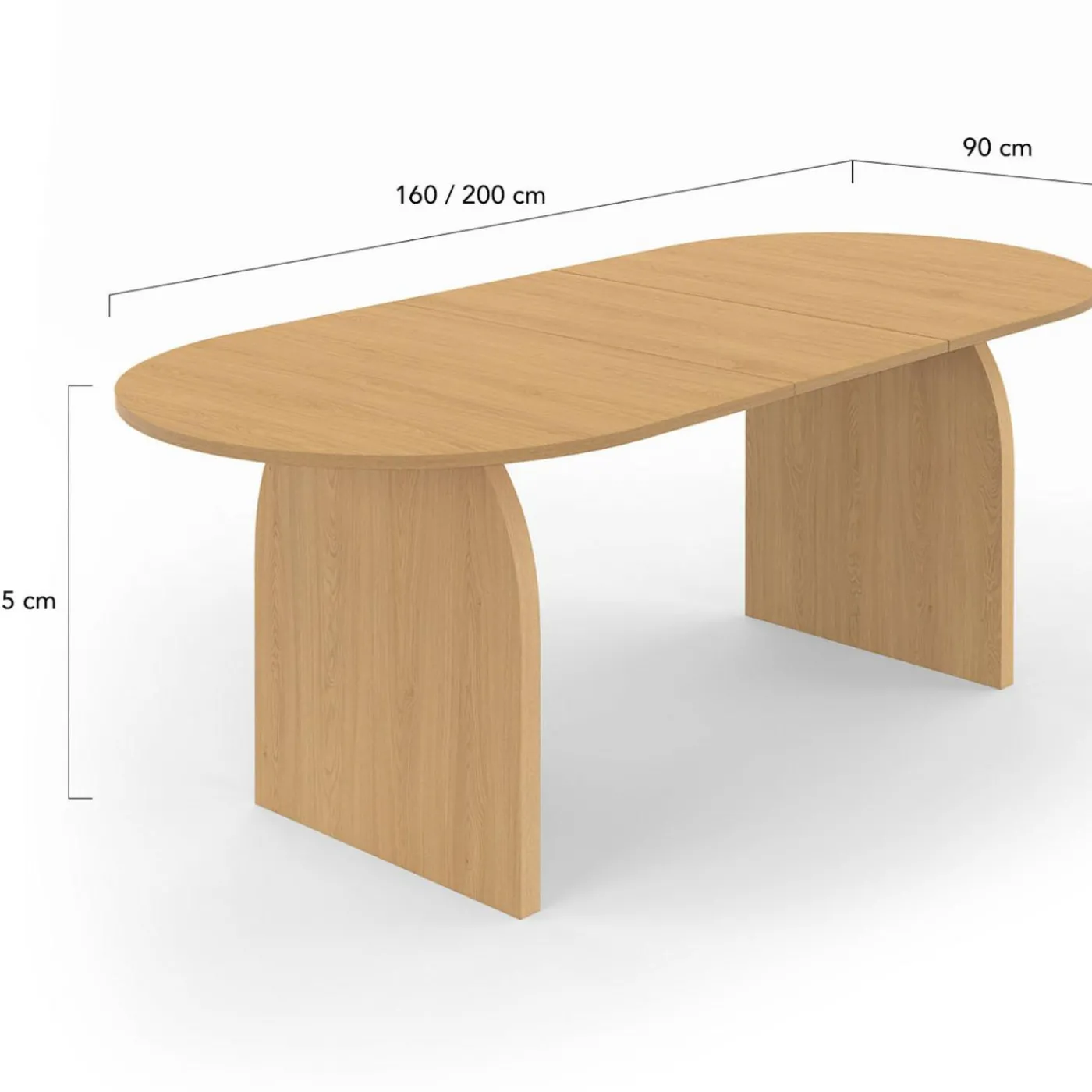 Table à manger extensible ovale 6-10 personnes 160 - 200 cm en bois façon hêtre