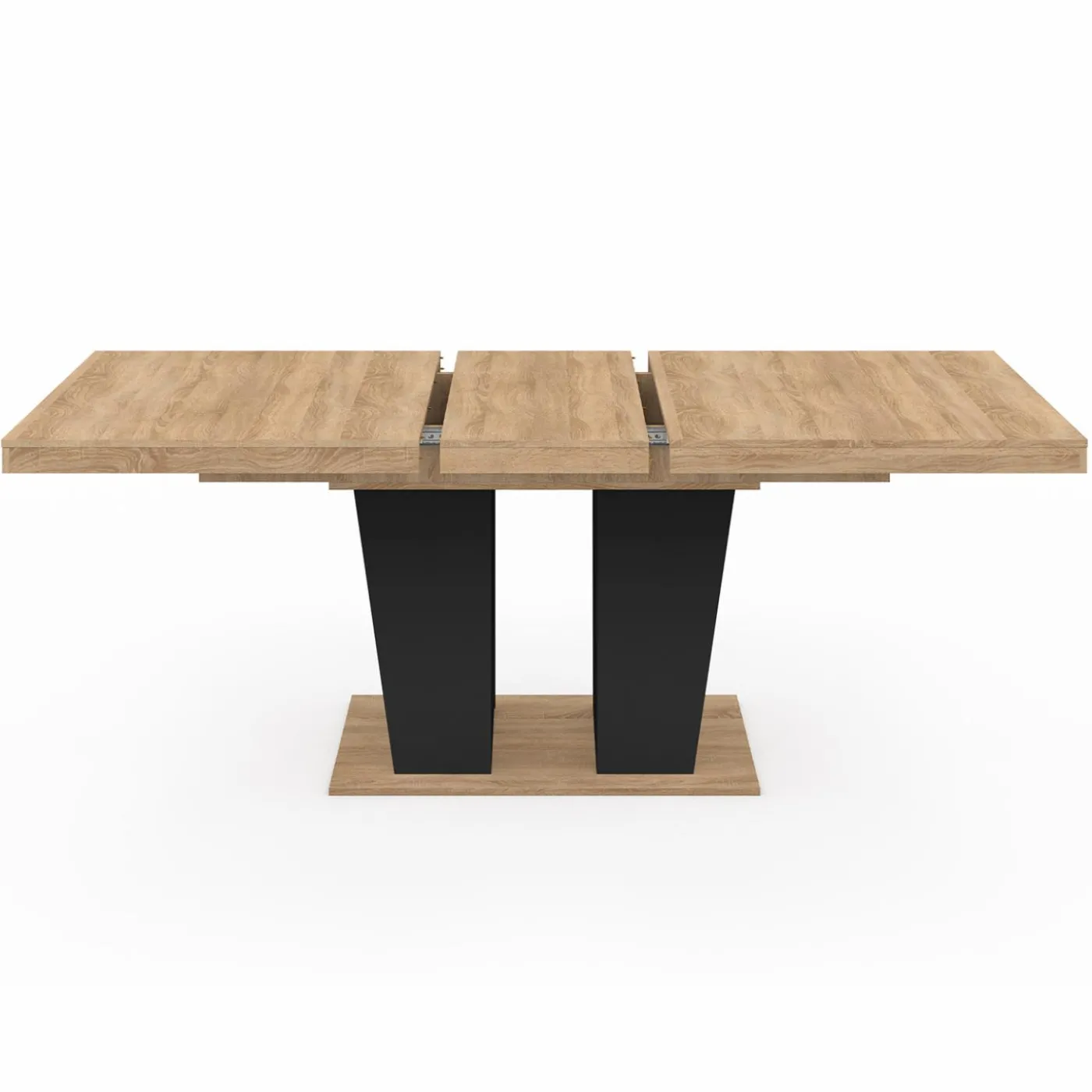 Table à manger extensible avec pied central bois et noir