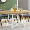 Table à manger extensible ronde 4-8 personnes bois et blanc 110-150 cm