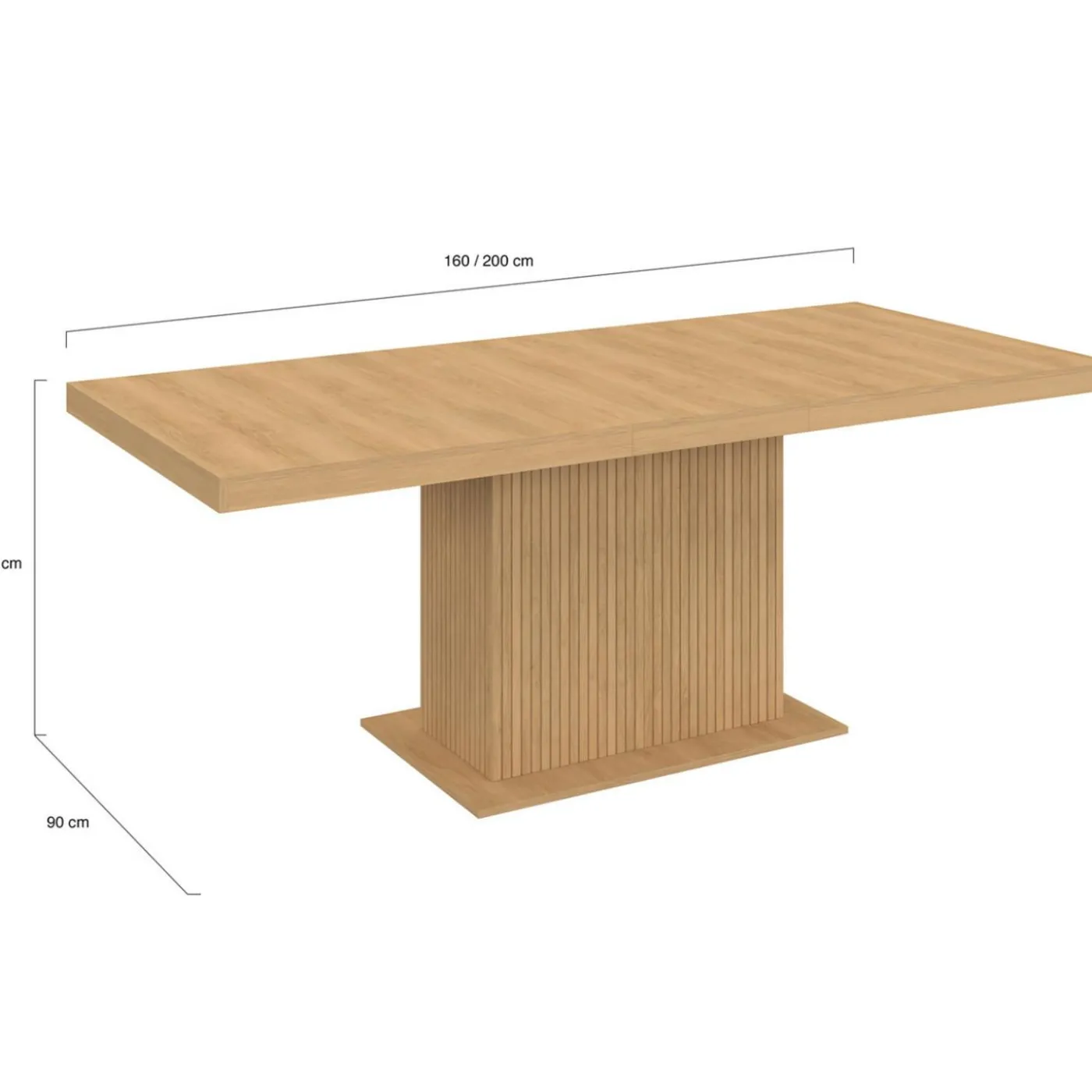Table à manger extensible 160-200 cm lattes tasseau bois avec rangement pied central 6-10 personnes