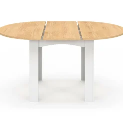 Table à manger extensible ronde en bois 110-150 cm 4-8 personnes plateau façon hêtre