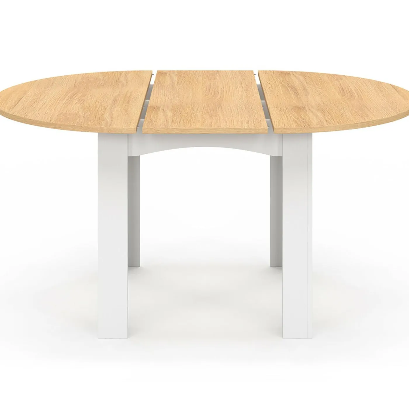 Table à manger extensible ronde en bois 110-150 cm 4-8 personnes plateau façon hêtre