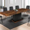 Table à manger extensible bois effet vieilli et noir 6-10 personnes 160-200 cm