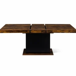 Table à manger extensible bois effet vieilli et noir 6-10 personnes 160-200 cm