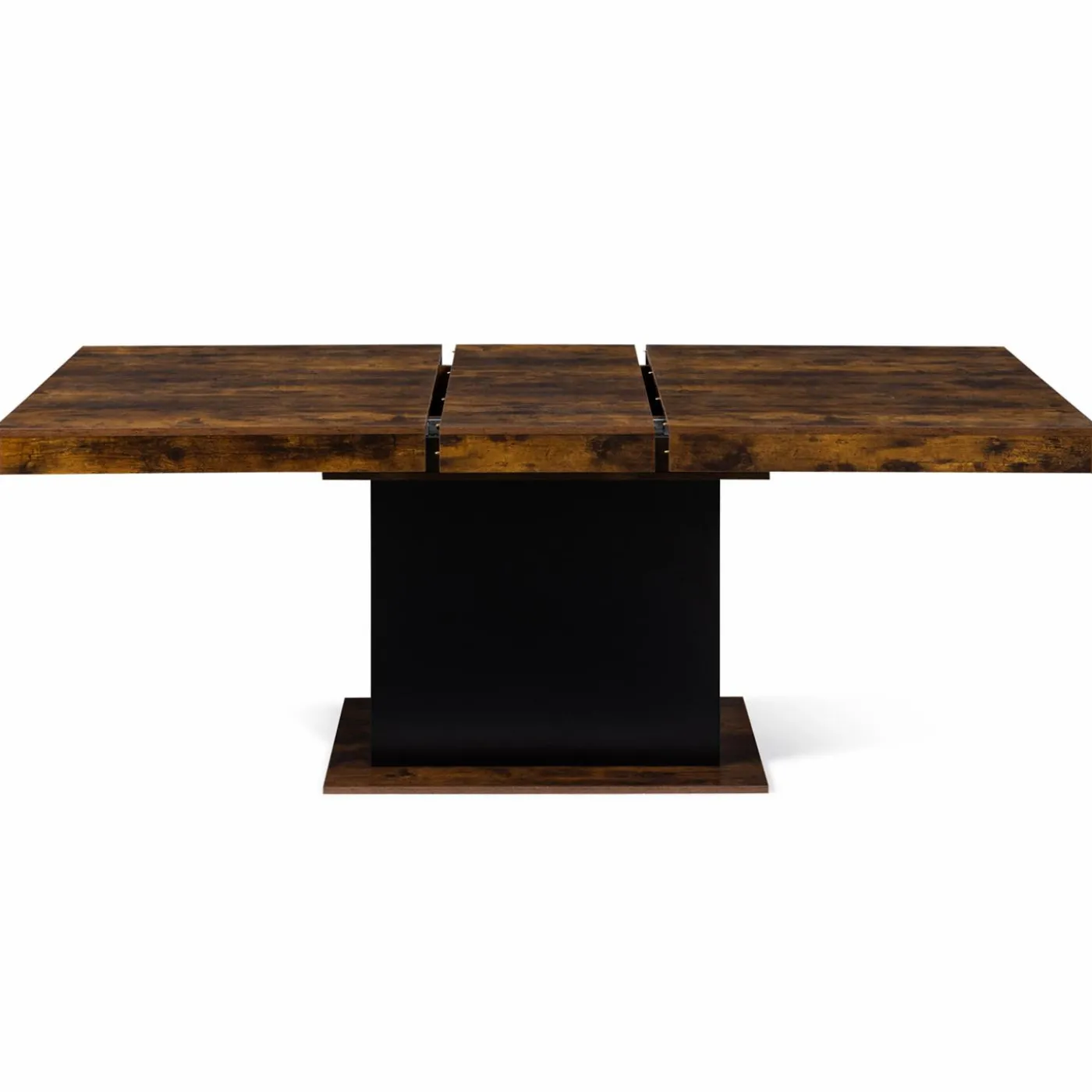 Table à manger extensible bois effet vieilli et noir 6-10 personnes 160-200 cm