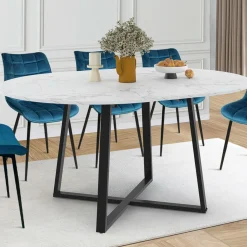 Table à manger extensible ronde 4-8 personnes noire