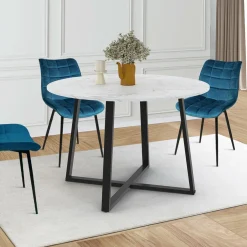 Table à manger extensible ronde 4-8 personnes noire